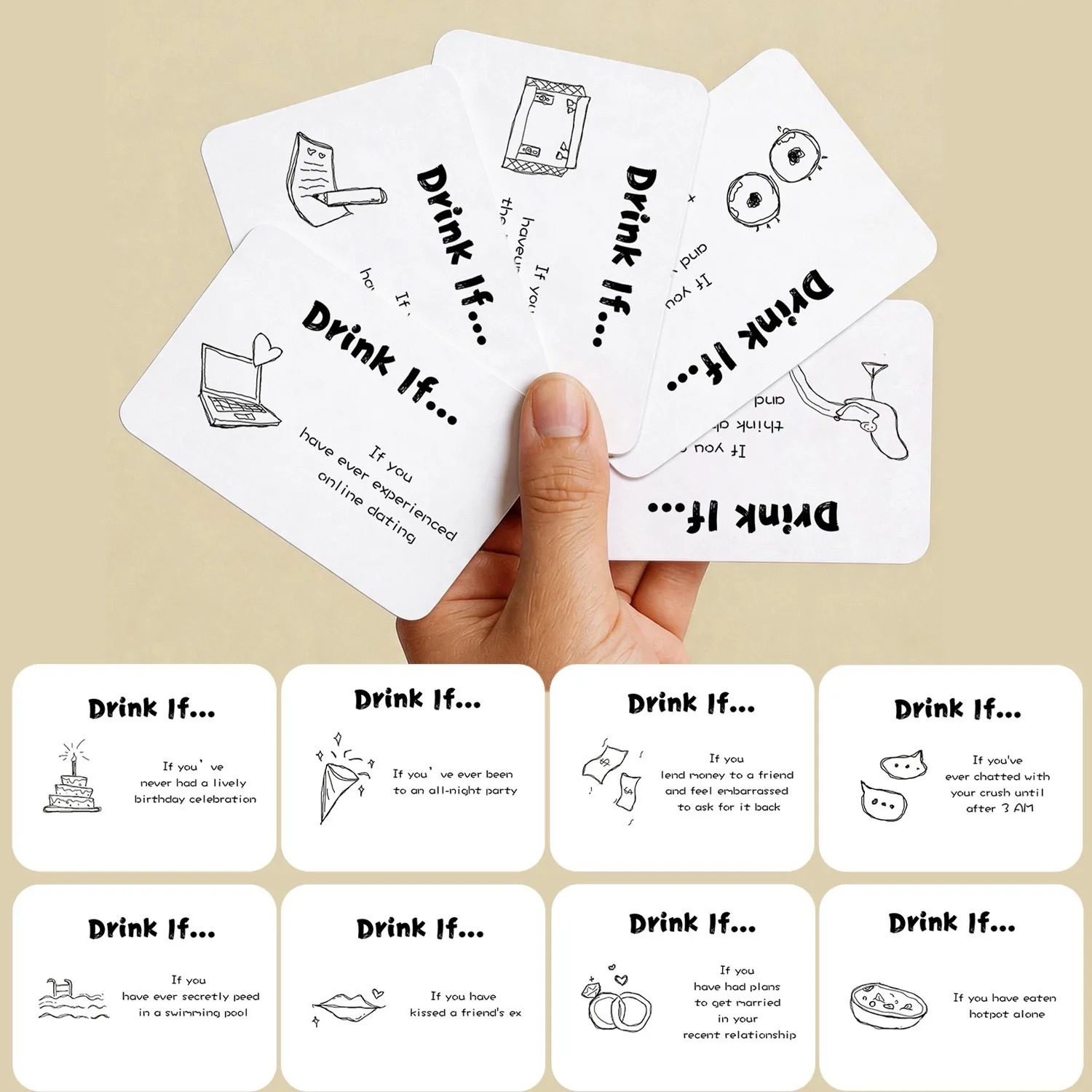 Party Games Questions For Adults - Cartas de Jogo Drink If: Cartas