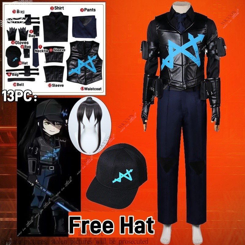 Hong lu cosplay traje peruca l - Party Games Company avaliação e preço